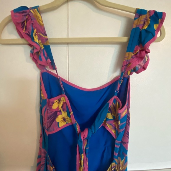 neon floral open back mini dress - Picture 2 of 5